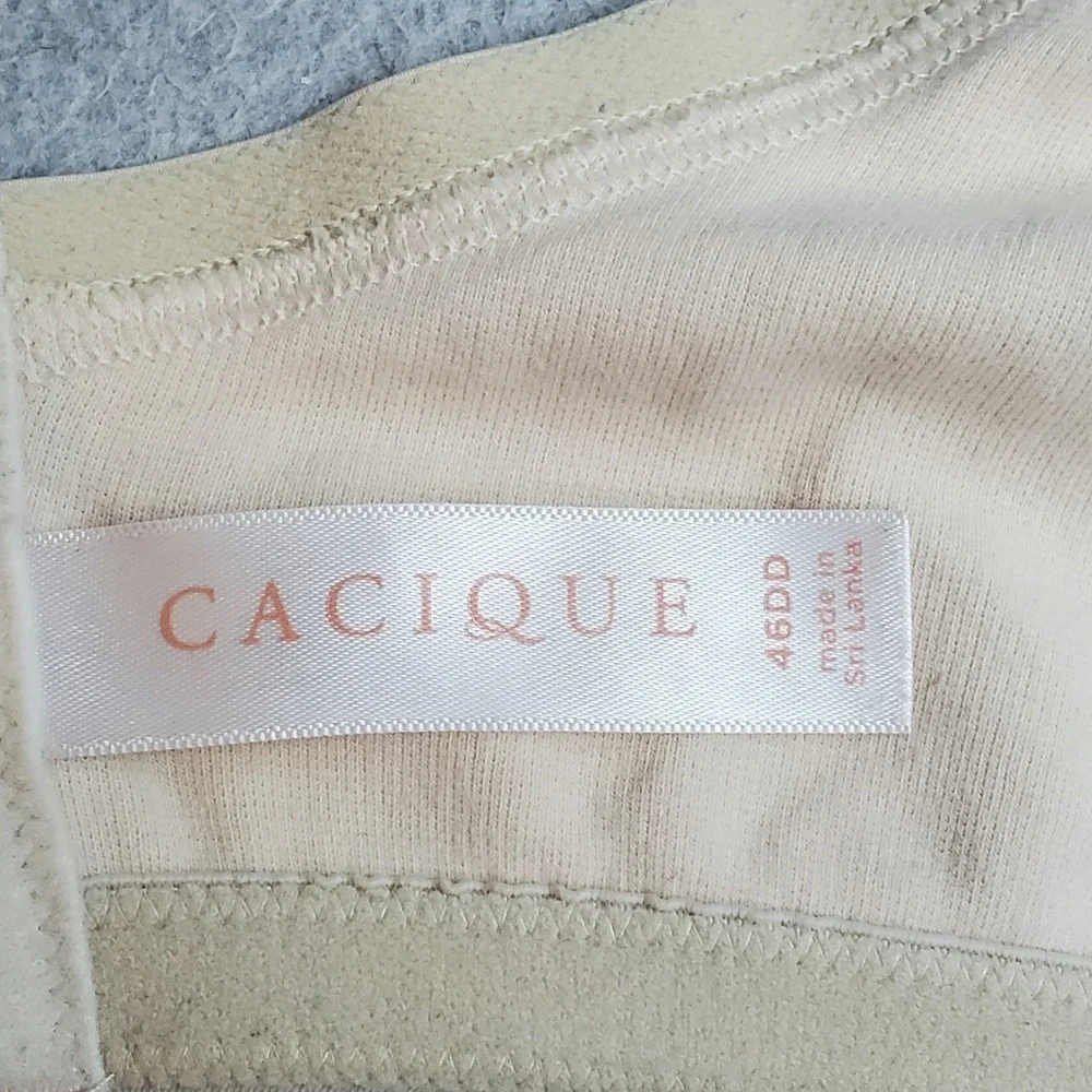Cacique Women Bra 46DD Beige T Shirt Underwired Knit Strap Adjustable